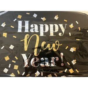 Anagram 16" Happy New Year Black Star Confetti Balloons — Set of 2